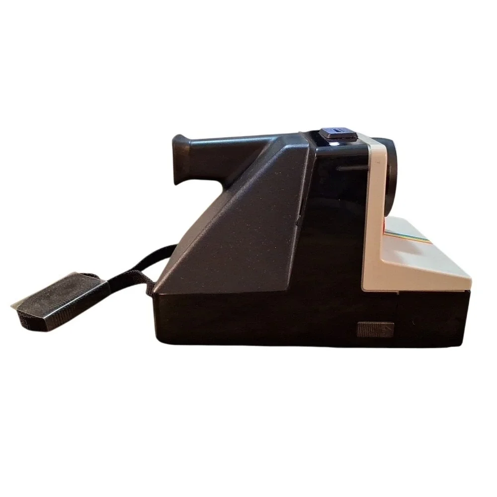Vintage Polaroid One Step Land Camera SX-70 with Strap & Rainbow Stripe Black